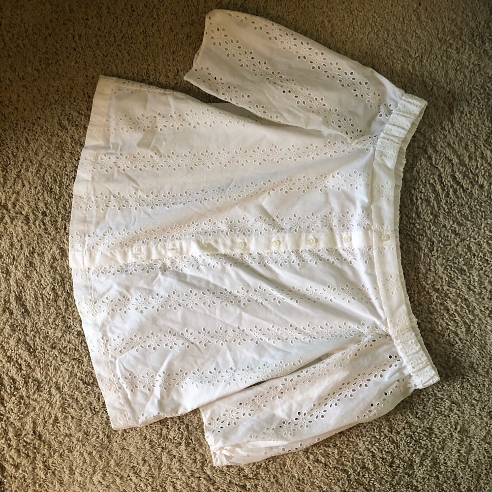 White Off the Shoulder Top with Eyelet Detail